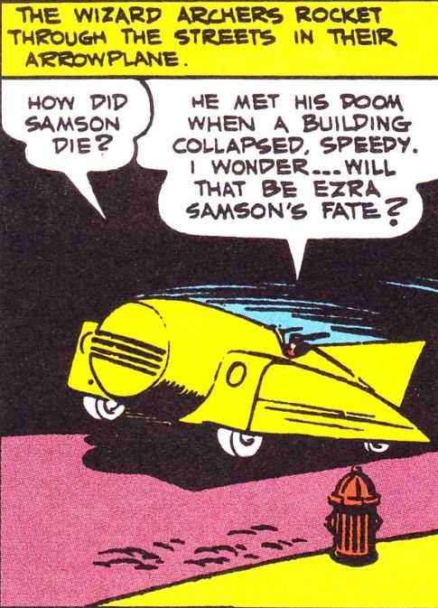From the Arrowcar's first appearance in More Fun Comics #73 (1941)
